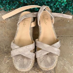 Lulu’s Nude Snake Skin Espadrille Platforms, 7.5